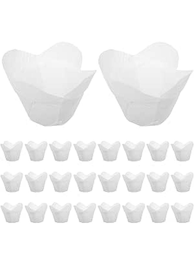 Lotus Design Oil Resistant Baking Cups Small White Flower Muffin Cases 100pcs - Image 1