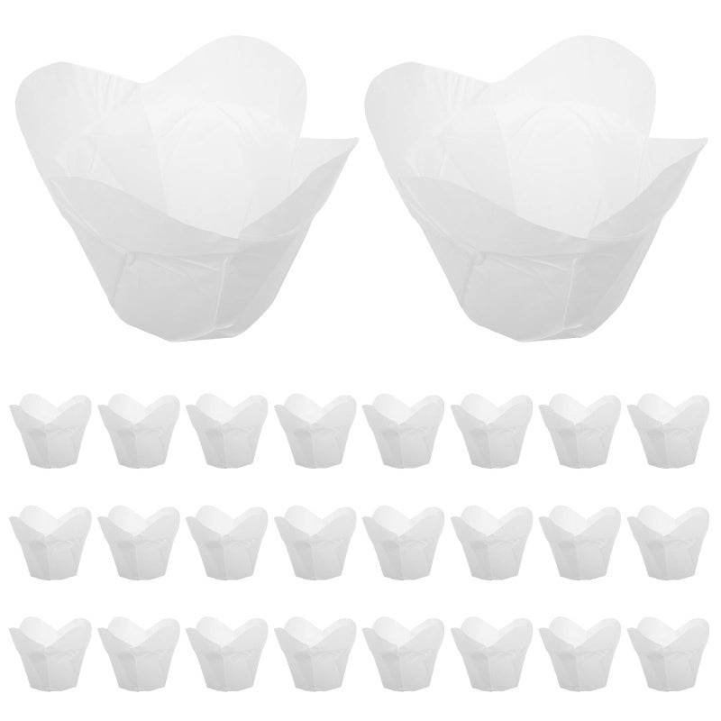 Lotus Design Oil Resistant Baking Cups Small White Flower Muffin Cases 100pcs - Image 2