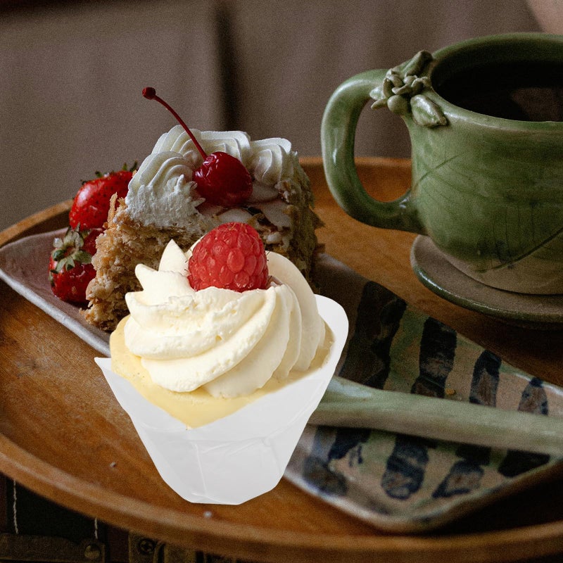Lotus Design Oil Resistant Baking Cups Small White Flower Muffin Cases 100pcs - Image 5
