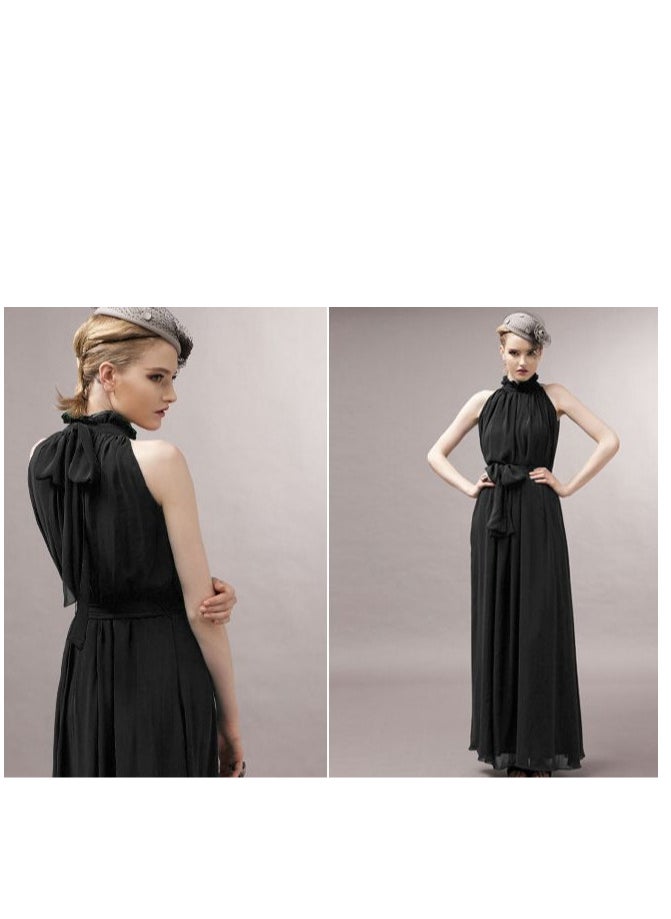 Generic - Chiffon Special Evening Wear Dress For Women long dress D3078BK - Image 1