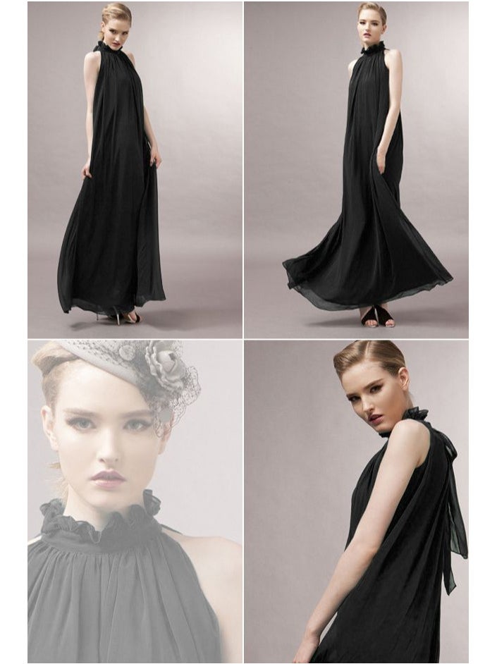 Generic - Chiffon Special Evening Wear Dress For Women long dress D3078BK - Image 1