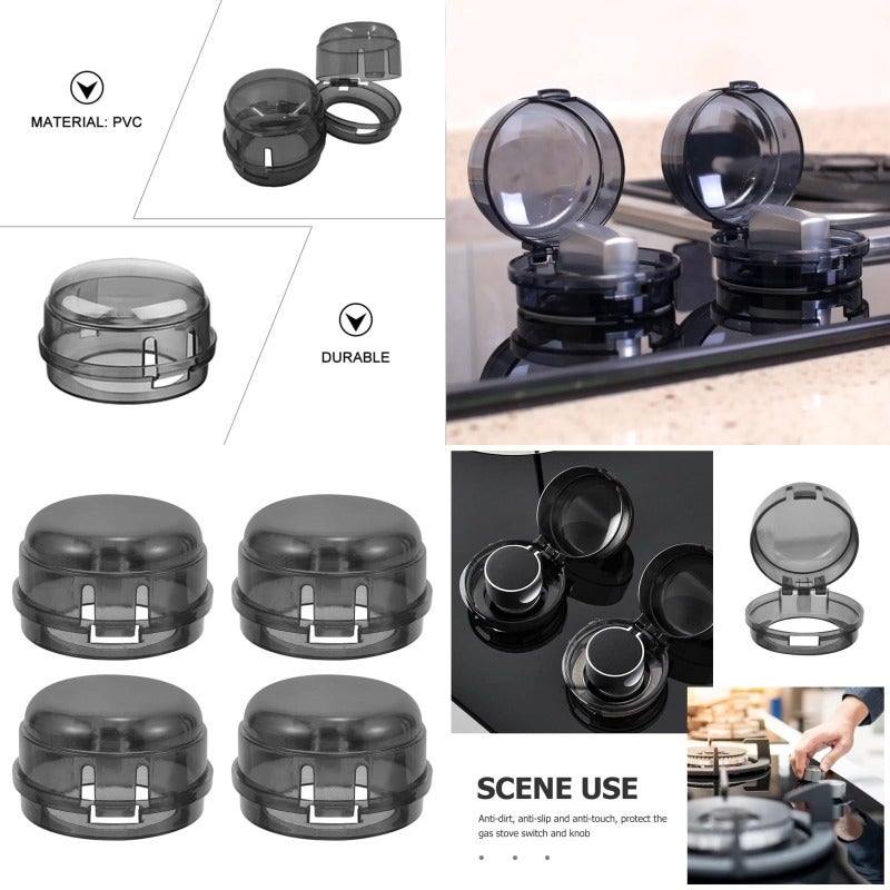 Bukela 4 Pcs Stove Knob Safety Covers with Heat Resistance Childproof Gas Stove Knob Protector for and Pets Universal Oven Knob Locks for Kitchen Safety Black - Image 1
