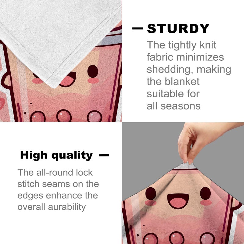 Bubble Tea Blanket for Girls Boys, Flannel Blankets Gifts, Throw Blanket for Sofa Couch Bed Living Room Soft Warm Cozy Decor 60" x 50" - Image 4