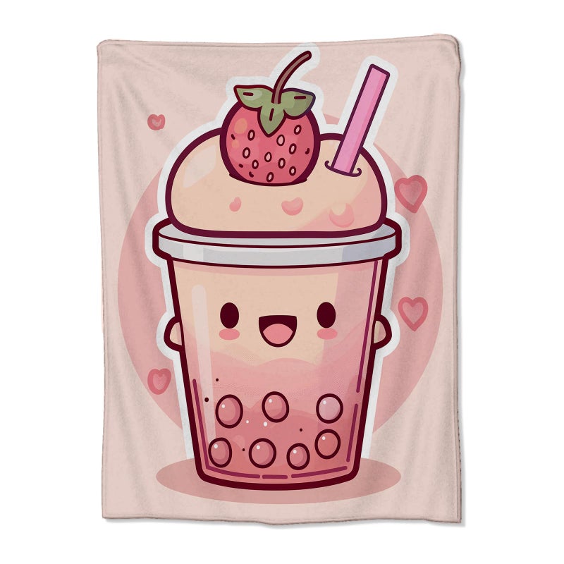 Bubble Tea Blanket for Girls Boys, Flannel Blankets Gifts, Throw Blanket for Sofa Couch Bed Living Room Soft Warm Cozy Decor 60" x 50" - Image 1