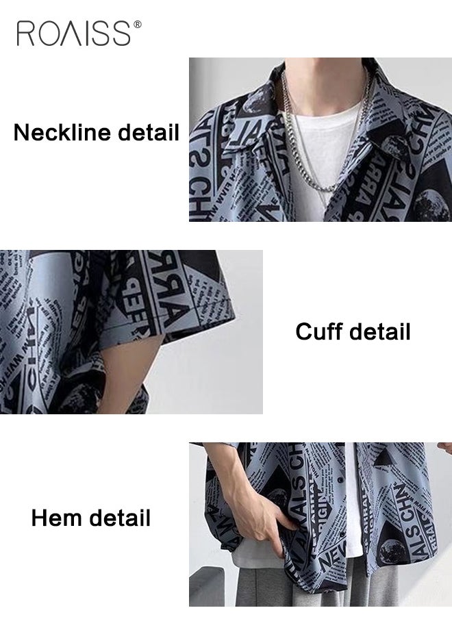 Men Half Sleeve Shirts Newspaper Printing Turn Down Collar Button Closure Casual Blouse - pzsku/ZD9F9339E66284B6C9200Z/45/_/1712490335/756b5a2a-7dad-4bba-965c-344e0ff36640