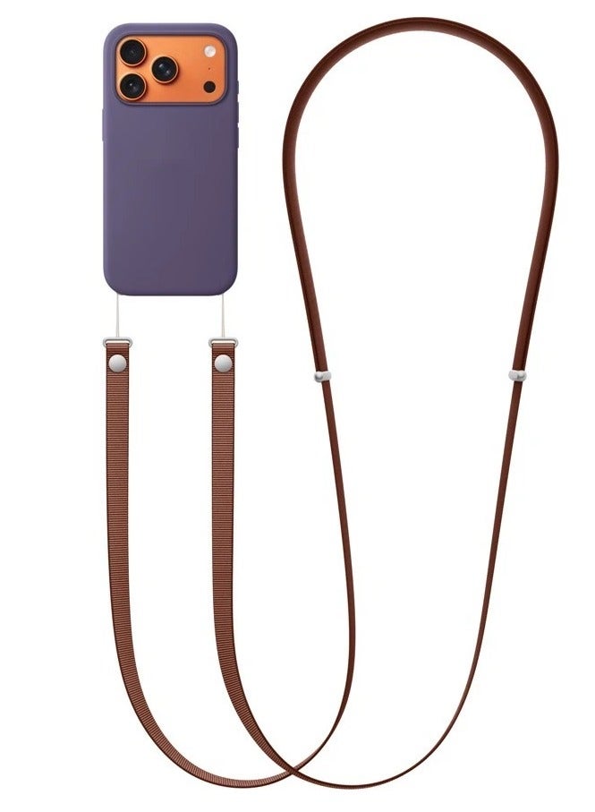 Mismo Crossbody Magnetic Strap for iPhone 17/Pro/Max/Air – Premium Adjustable Phone Lanyard, Anti-Drop Universal Shoulder Strap, Secure & Stylish for Women & Men - Brown - Image 1