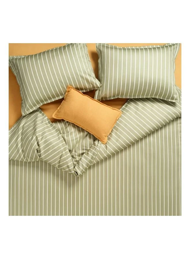 Solid Green Double Bed Cotton Satin Duvet Set