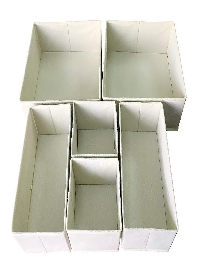 Sodynee Sodynee Foldable Cloth Storage Box Closet Dresser Drawer Organizer Cube Basket Bins Containers Divider with Drawers for Underwear, Bras, Socks, Ties, Scarves, 6 Pack, Grey - Image 1