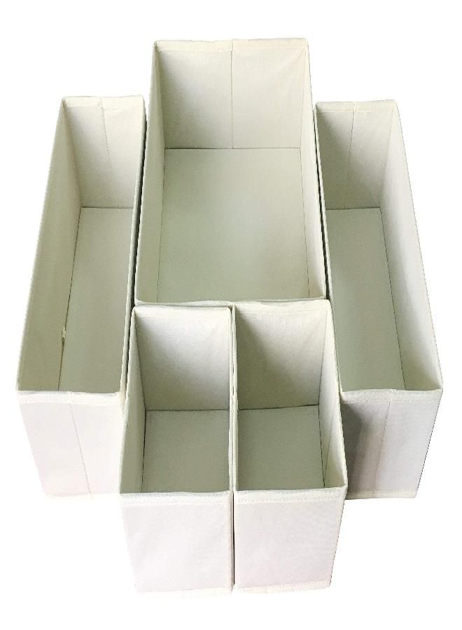 Sodynee Sodynee Foldable Cloth Storage Box Closet Dresser Drawer Organizer Cube Basket Bins Containers Divider with Drawers for Underwear, Bras, Socks, Ties, Scarves, 6 Pack, Grey - Image 2