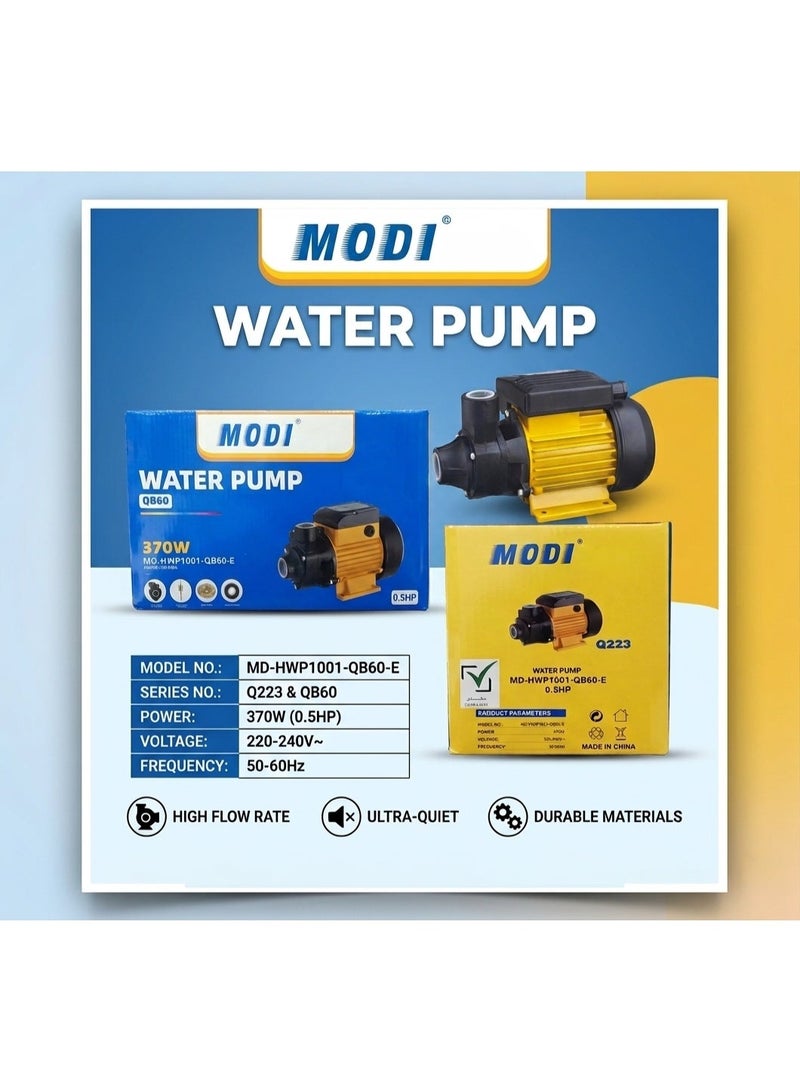 MODI 0.5HP Peripheral Water Pump – 370W High-Flow Motor, QB60 Series – 0.5HP PUMP, 220-240V - Image 3