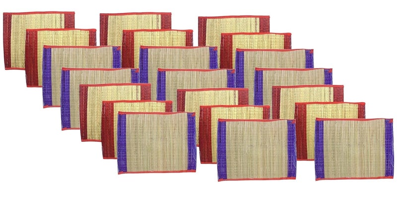 BHAKTI 2 SHAKTI MAKING WORSHIP SPECIAL Bhakti2Shakti Handmade kusha grass mat Kusha Grass Pooja Aasan 2 border Sitting Floor Mats Kushaasan Ecofriendly mat with Color Border 21 pieces - Image 1