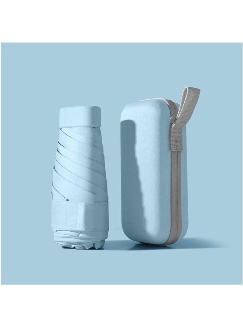 Mini Travel Sun Umbrella,Small Compact UV Umbrella for Sun and Rain,Lightweight Portable,Windproof Parasol Umbrella with UV Protection  ,Small Folding Capsule Umbrella(Blue) - Image 1