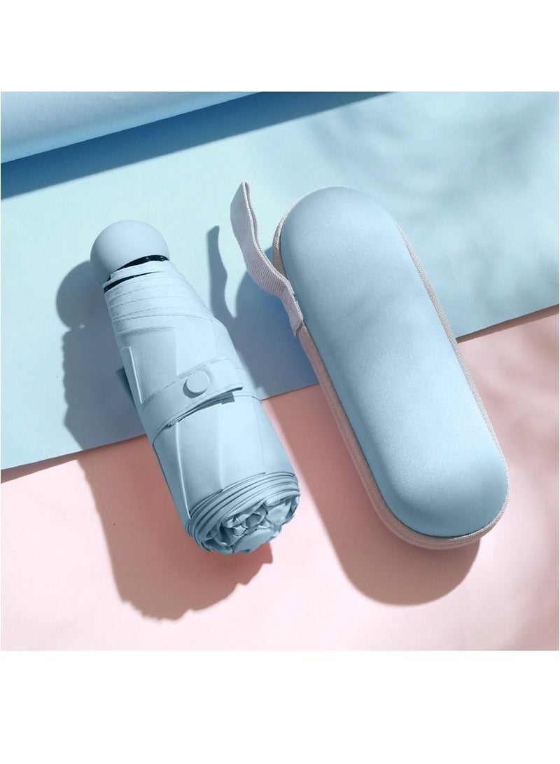 Mini Travel Sun Umbrella,Small Compact UV Umbrella for Sun and Rain,Lightweight Portable,Windproof Parasol Umbrella with UV Protection  ,Small Folding Capsule Umbrella(Blue) - Image 2