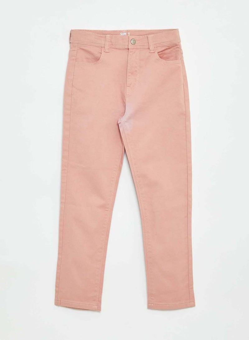 Girls slim-fit-trousers-fitted-cut-with-4-pockets-pink