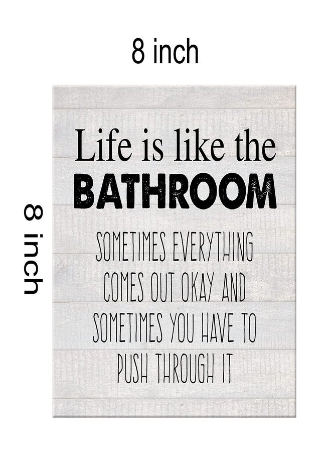 YIDOU Country Life Is Like the Bathroom Canvas Prints Wall Art Decor Humor Bathroom Restroom Poster Painting Framed Artwork 8 x 8 Inch Home Shelf Wall Decoration Gift - Image 2