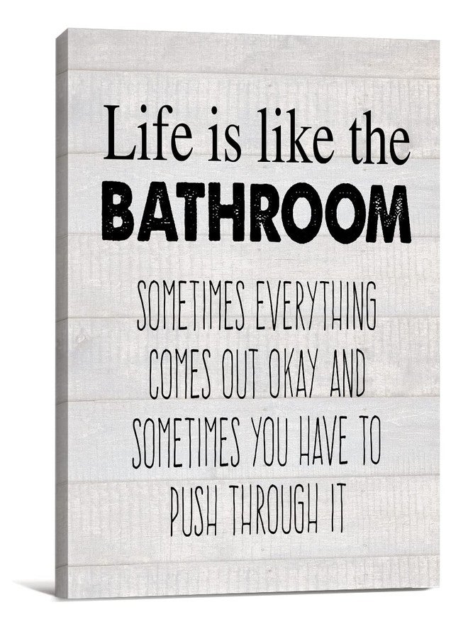 YIDOU Country Life Is Like the Bathroom Canvas Prints Wall Art Decor Humor Bathroom Restroom Poster Painting Framed Artwork 8 x 8 Inch Home Shelf Wall Decoration Gift - Image 1