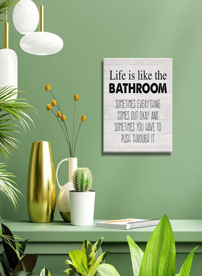 YIDOU Country Life Is Like the Bathroom Canvas Prints Wall Art Decor Humor Bathroom Restroom Poster Painting Framed Artwork 8 x 8 Inch Home Shelf Wall Decoration Gift - Image 4
