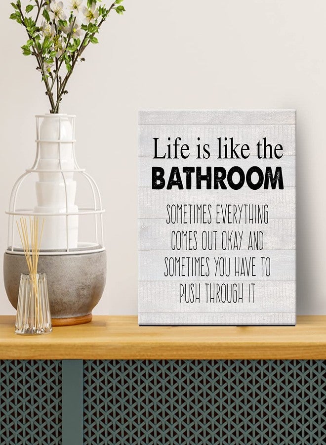 YIDOU Country Life Is Like the Bathroom Canvas Prints Wall Art Decor Humor Bathroom Restroom Poster Painting Framed Artwork 8 x 8 Inch Home Shelf Wall Decoration Gift - Image 3