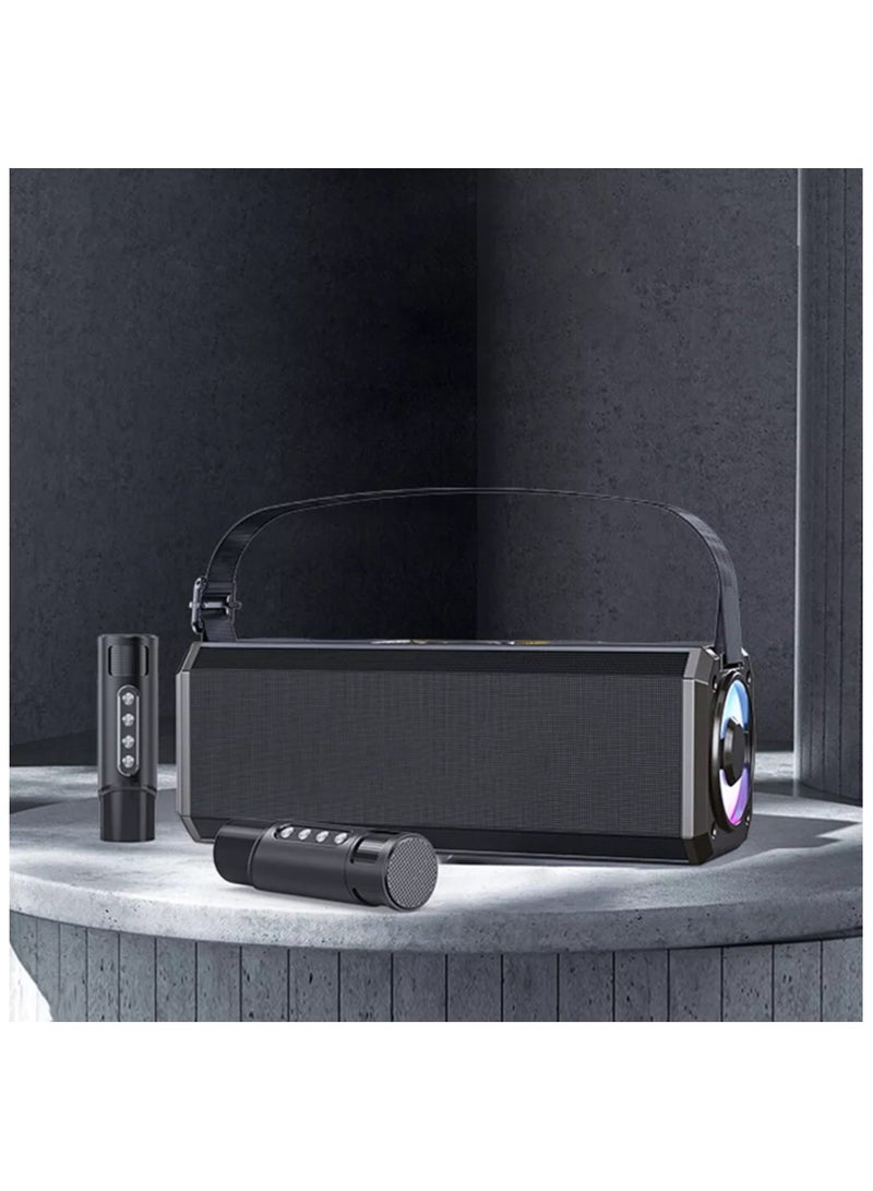 جهاز كاريوكي محمول يعمل بالبلوتوث للكبار والأطفال مزود بميكروفونين لاسلكيين وأضواء للحفلات ودعم البلوتوث - مثالي لحفلات الزفاف والحفلات والمناسبات الداخلية والخارجية - Image 1