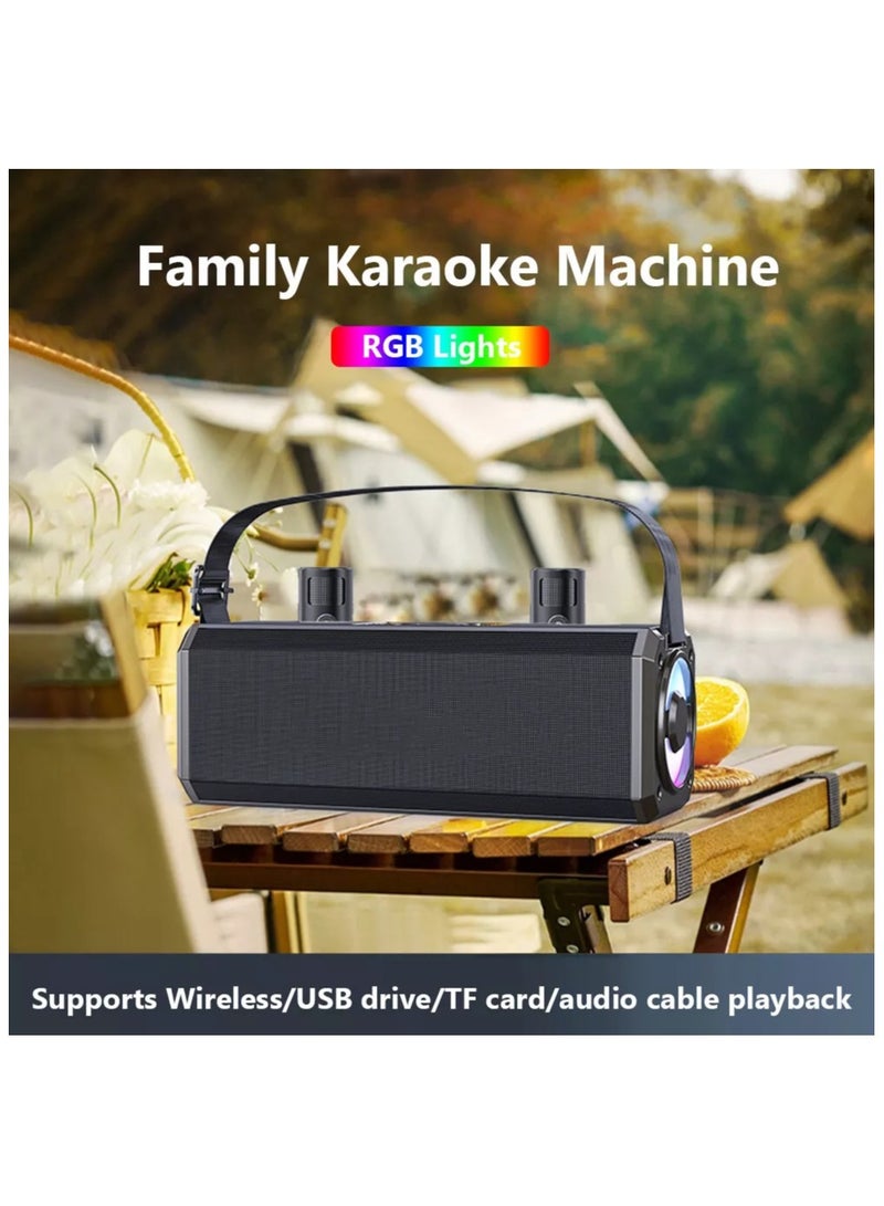 جهاز كاريوكي محمول يعمل بالبلوتوث للكبار والأطفال مزود بميكروفونين لاسلكيين وأضواء للحفلات ودعم البلوتوث - مثالي لحفلات الزفاف والحفلات والمناسبات الداخلية والخارجية - Image 2