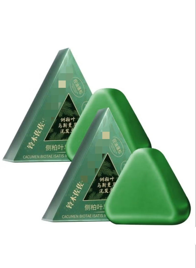 Nature Triangle Shampoo Bar, Nature Green Soap Shampoo, Plant-Based Solid Shampoos Bar, Herbal Hair Care, Gentle Cleansing & Nourishing Care for Healthy-Looking Hair (2pcs) - Image 1
