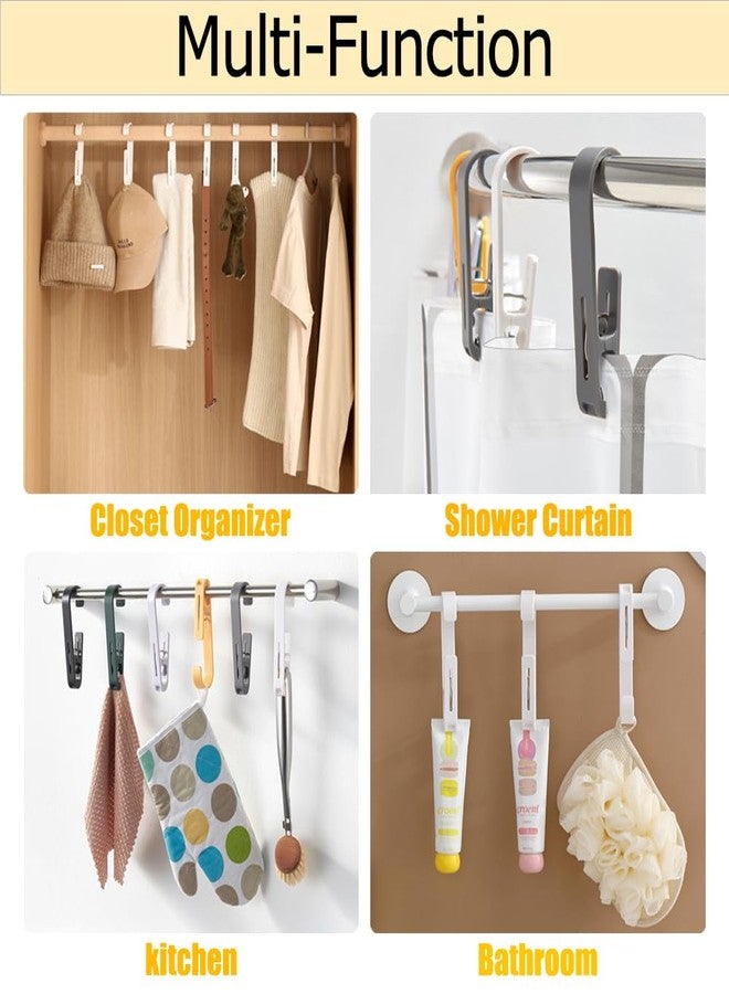 Defrko 6Pcs Laundry Hooks with Clips Hanger Closet Organizer Clamps Hanging Socks Boot Bras Towels Shower Pegs for Bathroom Wardrobe Kitchen Office Holders Clothes Pins Heavy Duty Outdoor, Light Purple - Image 4