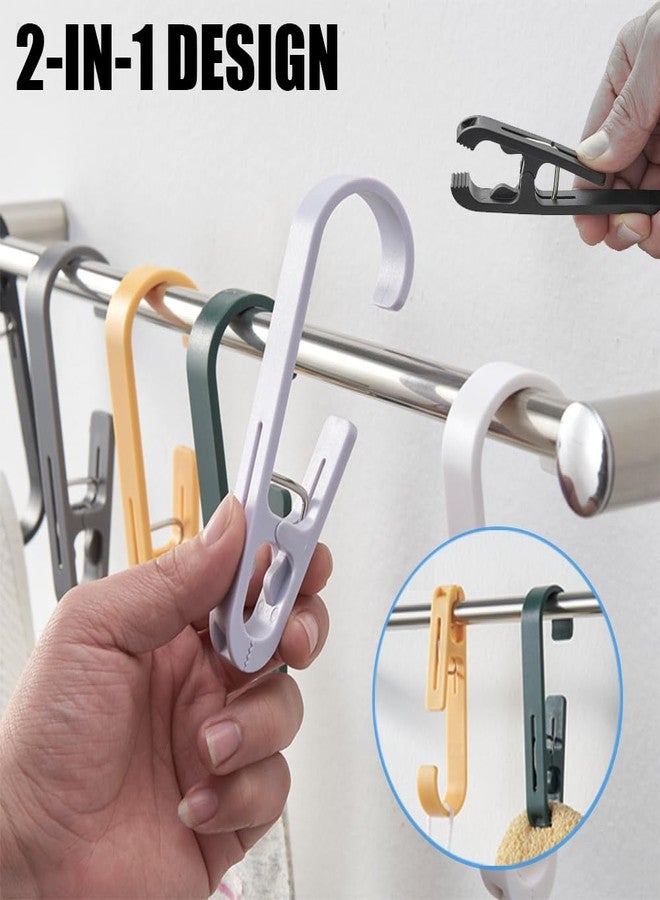Defrko 6Pcs Laundry Hooks with Clips Hanger Closet Organizer Clamps Hanging Socks Boot Bras Towels Shower Pegs for Bathroom Wardrobe Kitchen Office Holders Clothes Pins Heavy Duty Outdoor, Light Purple - Image 3