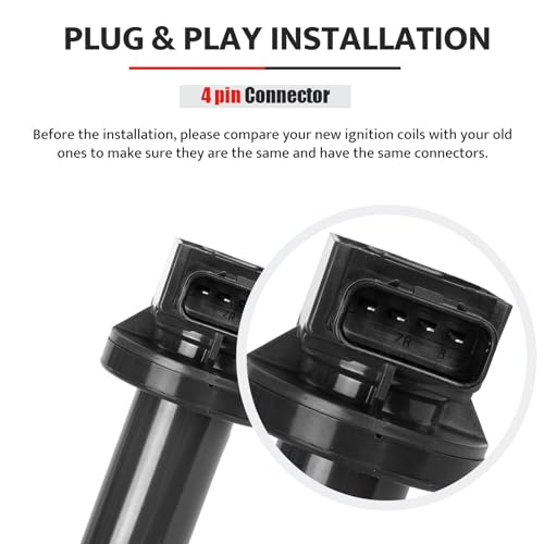 NPAUTO استبدال حزم ملف الإشعال لسيارات تويوتا بريوس C يارس إيكو 1.5 L4، سايون xB xA، 2001 2002 2003 2004 2005 2006 2007 2008 2009 2010 2011 2012 2013 2014 2015 2016 2017 2018، UF316، مجموعة من 4 - Image 5