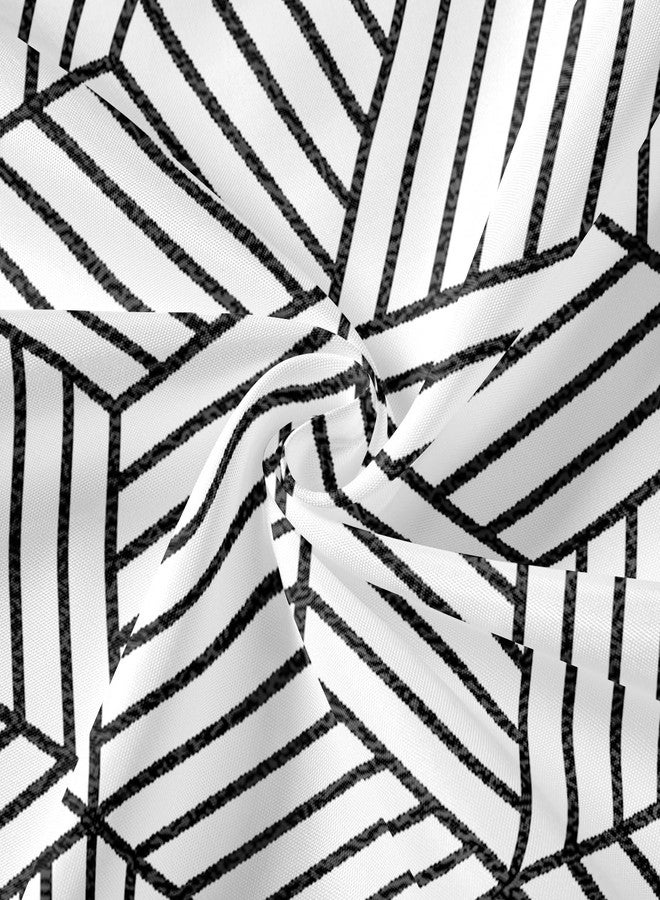 Litabel White and Black Striped Shower Curtain, Geometric Art Decor Bath Curtain, Abstract Modern Minimalist Waterproof Fabric Shower Curtain Set, 72" x 72" - Image 4