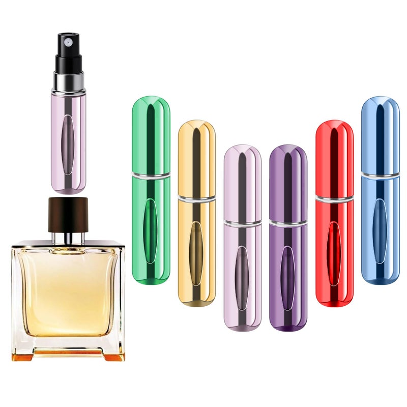 forebile Refillable Perfume Portable Atomizer Bottle Refillable Perfume Spray, Travel Perfume (5ml, 4 Pack) (Green, Gold, Pink, Purple, Red, Light Blue) - Image 1