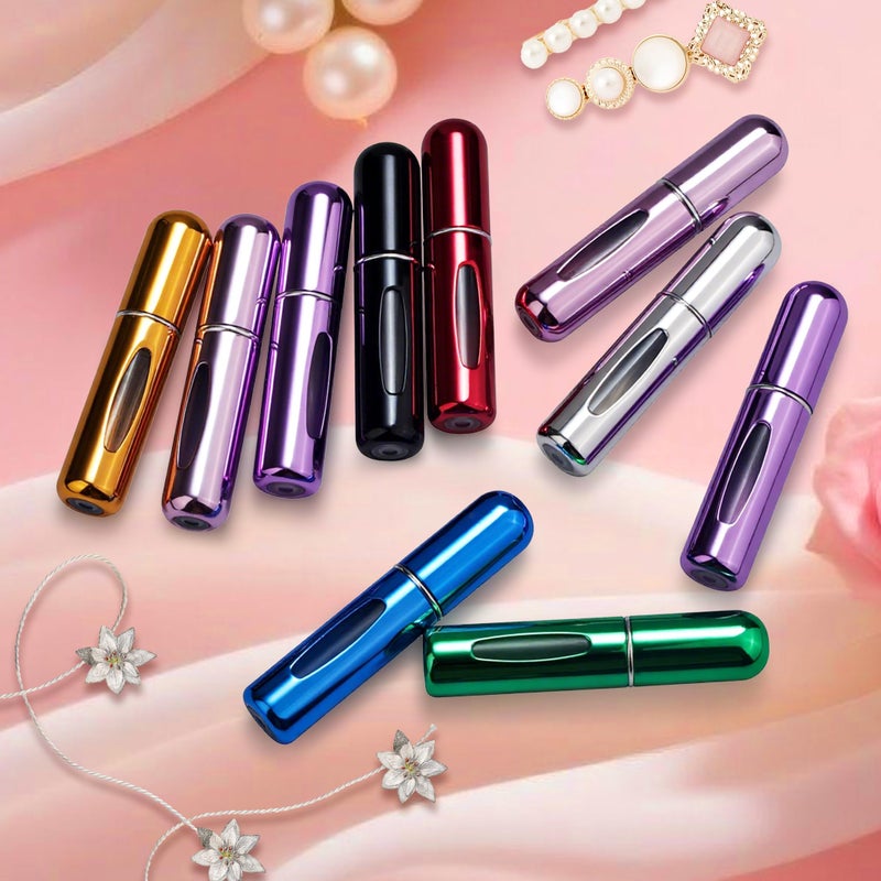 forebile Refillable Perfume Portable Atomizer Bottle Refillable Perfume Spray, Travel Perfume (5ml, 4 Pack) (Green, Gold, Pink, Purple, Red, Light Blue) - Image 5
