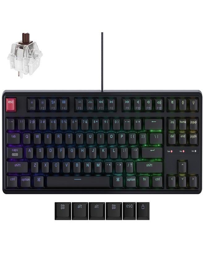 Keychron C3 Pro TKL 80% Wired Mechanical Keyboard, 8K Polling Rate, QMK/VIA Programmable, Hot-Swappable, RGB Backlit Shine-Through Keycaps, Super Brown Switch, for Windows/Mac - Image 1