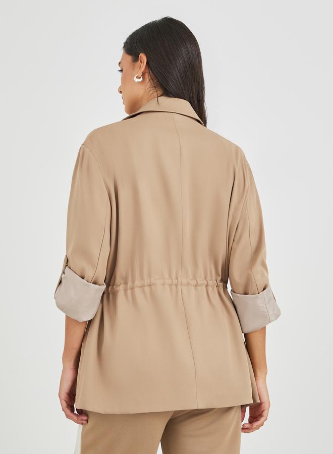 Styli Styli Solid Regular Length Regular Fit Blazer with Drawcord  - Image 5