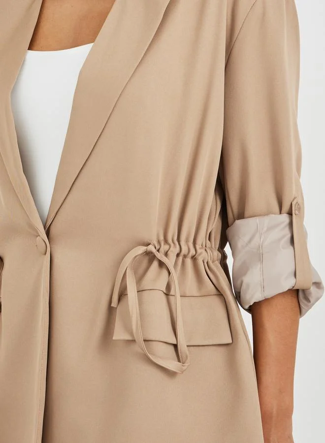 Styli Styli Solid Regular Length Regular Fit Blazer with Drawcord