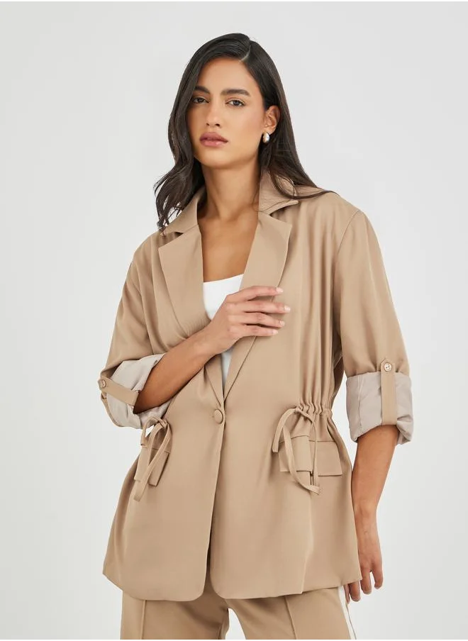 Styli Styli Solid Regular Length Regular Fit Blazer with Drawcord