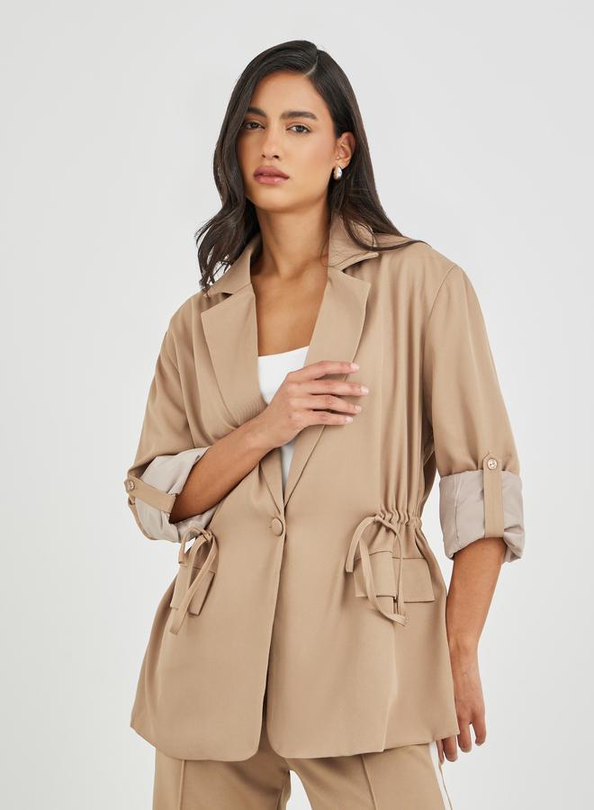 Styli Styli Solid Regular Length Regular Fit Blazer with Drawcord  - Image 2