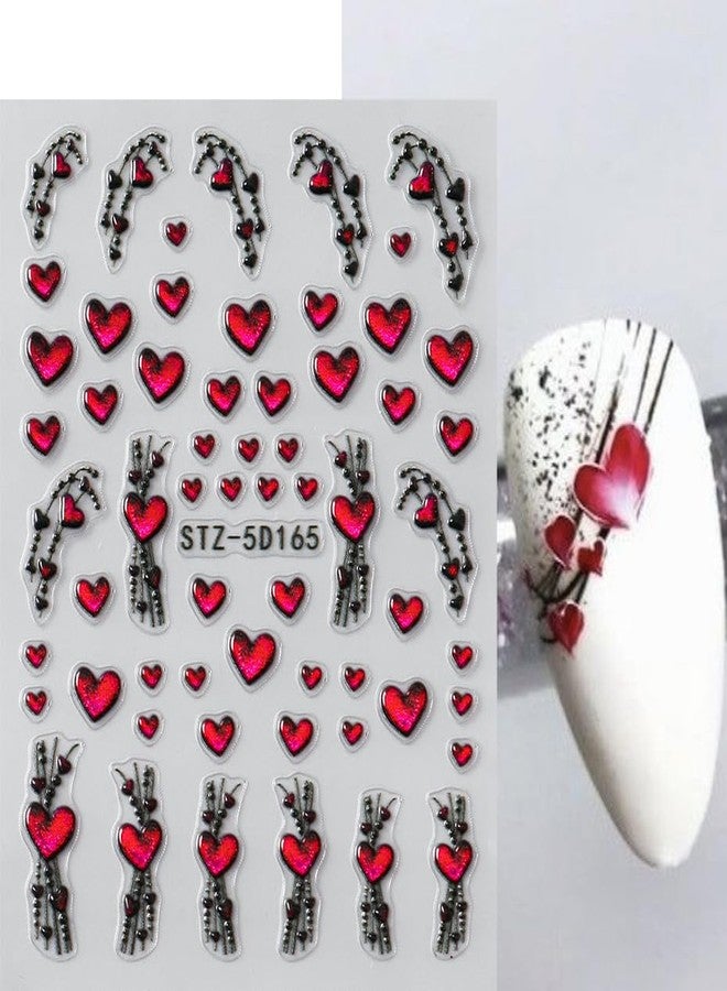 SINSEN 5D Valentine’s Day Nail Art Stickers 5D Embossed Pink Glitter Heart Nail Decals 2PCS Love Hearts Self-Adhesive Valentines Nail Art Decorations Supplies Heart Line Design Manicure Sliders for Women - Image 4