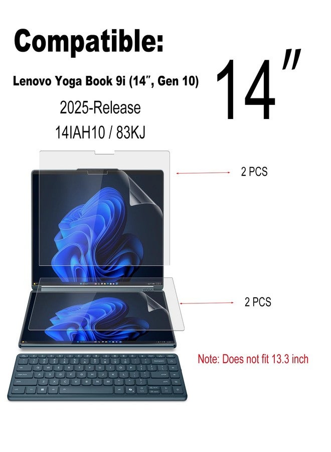 KEANBOLL حماية شاشة مات غير لامع مضاد للتوهج من KEANBOLL - عبوة 4 لابتوب Lenovo Yoga Book 9i (14IAH10) الجديد 2025 - شاشة تعمل باللمس 14 بوصة (2 مجموعة - الشاشات الأساسية والثانوية) - Image 2