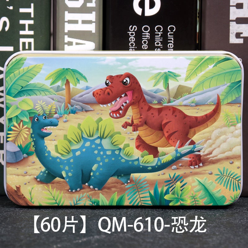 Wooden Puzzle Children'S Puzzle 60 Pieces Iron Boxed Puzzle Puzzle Puzzle Kindergarten Early Education Wooden Toys - Image 1