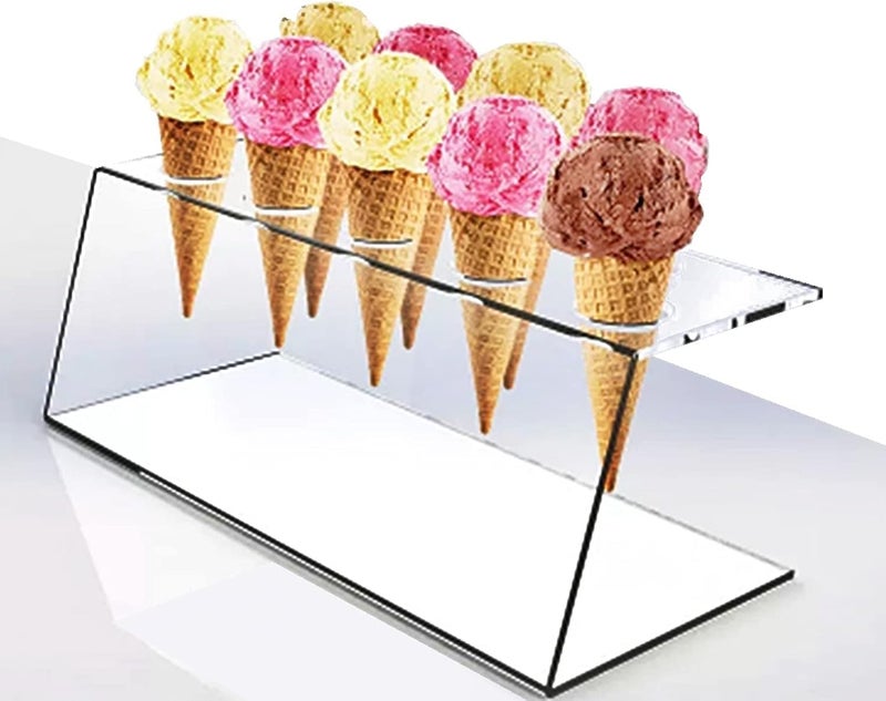 ARS  Elegant Clear Acrylic Display Stand for Events Clear Food-Grade Acrylic Ice Cream Cone Holder with Handles - Durable & Elegant Display Stand for Ice Cream Cones, Desserts, and Treats - Image 3