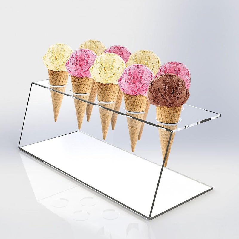 ARS  Elegant Clear Acrylic Display Stand for Events Clear Food-Grade Acrylic Ice Cream Cone Holder with Handles - Durable & Elegant Display Stand for Ice Cream Cones, Desserts, and Treats - Image 1