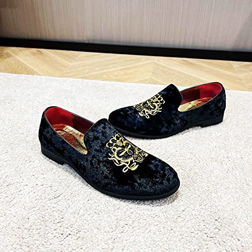 FLQL Men's Stitching Microfiber Leather Non-Slip Casual Shoes Walking Loafer Size 8 Black - Image 5
