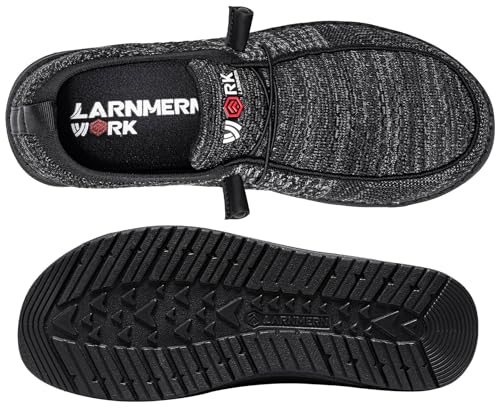 LARNMERN Slip On Steel Toe Shoes Men Lightweight Comfortable Lounging Walking Sneakers Safety Work Steel Toe Loafers(7.5 Men, Night Grey) - Image 4