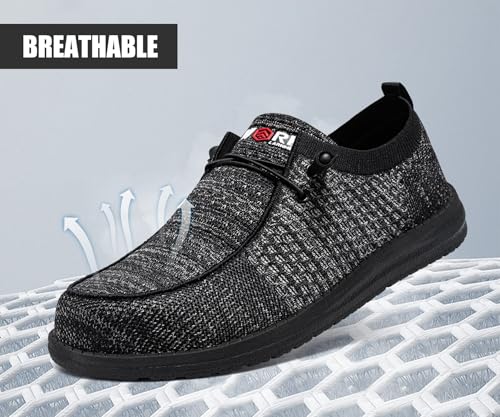LARNMERN Slip On Steel Toe Shoes Men Lightweight Comfortable Lounging Walking Sneakers Safety Work Steel Toe Loafers(7.5 Men, Night Grey) - Image 5