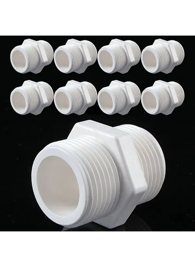 8PCS PVC Pipe Fittings 1 2 3 4 1 Inch Double External Thread Connector White Plastic - Image 2