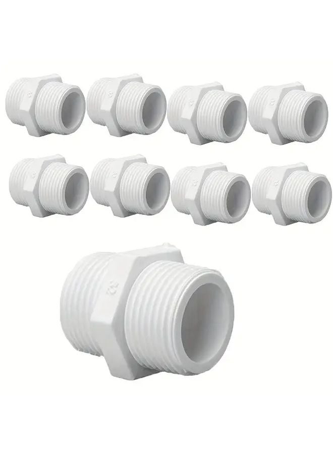 8PCS PVC Pipe Fittings 1 2 3 4 1 Inch Double External Thread Connector White Plastic - Image 1