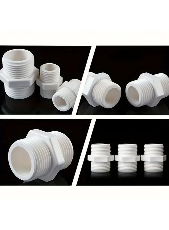8PCS PVC Pipe Fittings 1 2 3 4 1 Inch Double External Thread Connector White Plastic - Image 3
