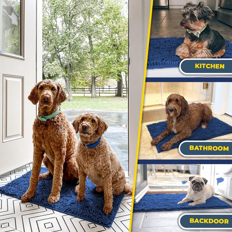 Muddy MatÂ® | Super Absorbent Door Mat Indoor, Microfiber Quick Dry Chenille Entryway Rug, Non-Slip Front Door Mat, Indoor Mats for Entryway, Machine Washable Pet Rug, Navy Blue Medium 30"X19" - Image 5