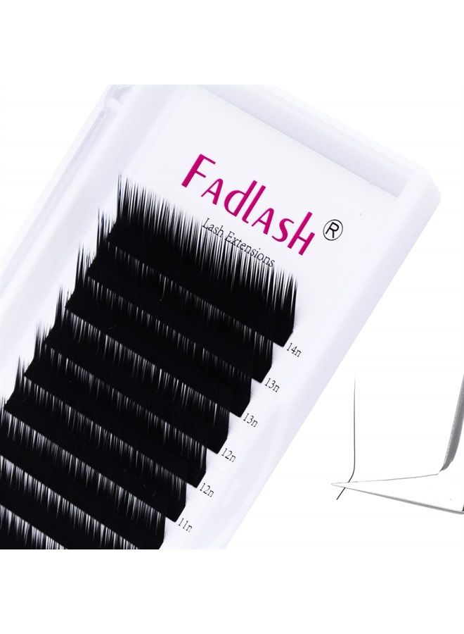 FADLASH Eyelash Extensions L Curl 0.10 Mix Tray 8-14mm Classic Lash Extensions Individual Lashes Silk Eyelash Extension Supplies (0.10-L, 8-14mm Mixed) - Image 1