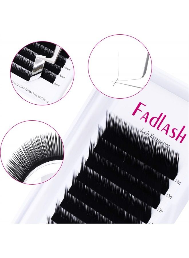 FADLASH Eyelash Extensions L Curl 0.10 Mix Tray 8-14mm Classic Lash Extensions Individual Lashes Silk Eyelash Extension Supplies (0.10-L, 8-14mm Mixed) - Image 3